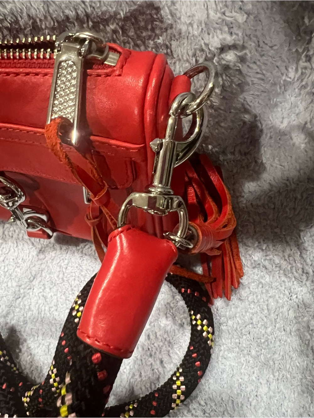 Rebecca Minkoff Red Leather Crossbody Bag with Rope Strap - Picture 4 of 5